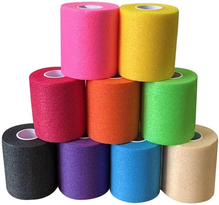 Clooflar 9 Pack Pre Wrap Athletic, 2.75 Inches X 12 Yards Multi-Color Prewrap Athletic Tape for Hair Soccer, Sports Pre Wrap Tape, Pre-Wrap Foam Underwrap Tape Ankles Wrists Hands Knees Elbows - Image 1